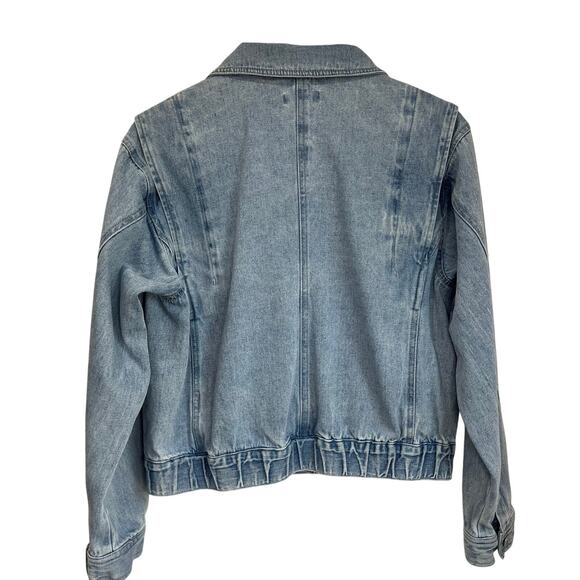 Democracy Denim Jean Jacket Medium 100% Cotton Blue Cropped Classic - Picture 2 of 8
